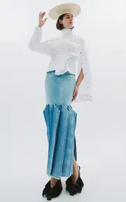 [A.W.A.K.E. MODE] Asymmetric Stretch-Cotton Shirt