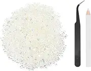uxcell 5000pcs Flatback Rhinestones Resin, SS6 2mm Resin Rhinestones Bulk Round Shine Gems with Pickup Tools for DIY Nail Art Tumblers Mugs Clothes, Clear AB