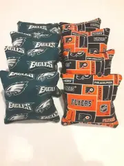 8 Cornhole Bag Set Corn Hole Philadelphia Flyers and Eagles