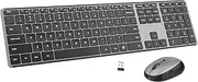 Ausdom Wireless Keyboard and Mouse Combo: 2.4Ghz Cordless Silent Keyboard Mouse Set, Rechargeable Slim Quiet Full Size Keyboard with 3 DPI Adjustable Mouse, Thin Sleek Design for Windows