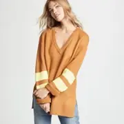 Current Elliot “The 79” Knit Sweater Brown Suga Limelight Womens Size 3 NWT NEW