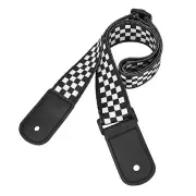 Adjustable Black And White Squares Ukulele 4 String Hawaii Guitar Shoulder Strap