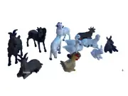 Mini Assorted 3" Christmas Nativity Animals 12 Pcs Cow,Sheep,Hen,Bunny,Duck