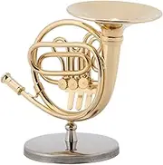 Miniature Golden Brass French Horn Replica Stand Model Ornaments for Kids