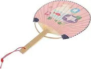 ORFOFE Elegant Retro Mini Fan for Boys and Girls Double-Sided Printing Fan Bamboo Craft Random Style