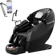 4D Bodys Massage Chair, Electric Massage Intelligent Massage Recliner SL Track Upper and Lower Human Massage Bluetooth Elderly Commuter(Black)