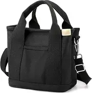 [NAKODU] Multi Pocket Canvas Tote Bag for Women,Tote Bag with Zipper,Everything Tote Bag Purse Travel Tote Bag with Compartment,2 Sizes