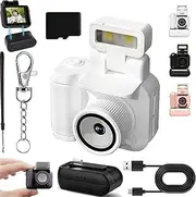 Gen.2 Mini Retro Keychain Camera – Pocket-Sized Fun with Vintage Flair, Mini Keychain Camera with 90-Degree Flip Flash and Multiple Filters, 1.44 Inch 1080p Hd Screen Small Cameras (White,No Card)