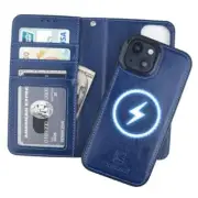 for iPhone 15 Wallet Case Compatible with MagSafe Wireless Blue for MagSafe