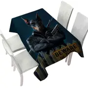 Cool Animal Art Beware of Dog Tablecloth