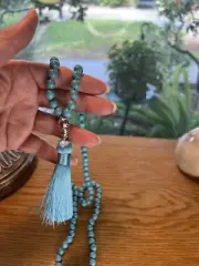New Boho Long Turquoise Beaded Necklace Tree Of Life Pendant Charms 22”