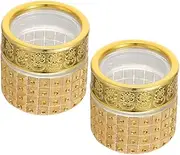 2pcs Gold Travel Toiletries Bottles Portable Cream Jar with Leakproof Seal for Skincare Routine
