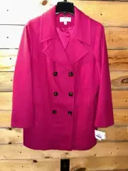 Ann Klein Full Length Wool Blend Winter Coat NWT $285 Orchid Flower
