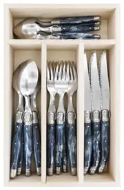 Andre Verdier Debutant Cutlery Set 24 Piece Tableware Flatware Set Marbled Grey