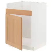 METOD base cab f HAVSEN single bowl sink, white/Vedhamn oak, 60x60x80 cm