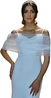 [DIMNIE] White Tulle Bridal Shawl, Fashionable Wedding Accessories, with Both Arms Covering The Party Cape