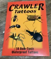 Crawler Temporary ￼Tattoos Bugs Insects Ants Beetles Spider Booklet Set Of 10