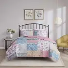 Reversible Cotton Farmhouse Floral Patchwork Cal King Queen 3 pcs Quilt coverlet