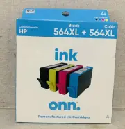 onn. HP 564XL Black and 564XL Color Ink, 4 Cartridges