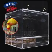 Seed Feeding Acrylic Automatic Container Box Parrot Feeder No Mess Bird Cage