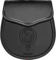 Heron Leather Day Sporran Scottish Clan Crest