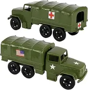 Tim Mee Toy TimMee Plastic Army Men Trucks - OD Green M34 Deuce and a Half Cargo Vehicles US Made