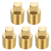 5Pcs 1/8" NPT Male Solid Thread Square Head Brass Square Plug Fittings