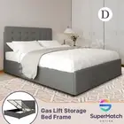 Bed Frame Double Size Platform Mattress Base Gas Lift Up Underbed Storage Grey