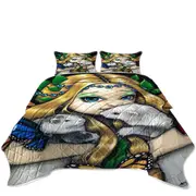 Fairy with Two Magical Ferrets with Butterfly Wings Coverlet