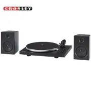 Crosley T150C-BK Bluetooth Turntable Shelf System with Speakers Black