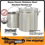 Bayou Classic 24 Quart 20 Gauge Stainless Steel Stockpot Lid Basket 1124