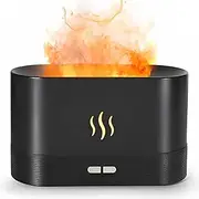Depulat Flame Air Diffuser Humidifier,Portable-Noiseless Aroma Diffuser for Home,Office or Yoga Essential Oil Diffuser with No-Water Auto-Off Protection(Black)