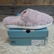 TOMS Alpargata Mallow Mule Rose Pink Faux Fur Slip On Slippers 8.5 NIB