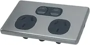 Slim Double Power Point Black S.Steel Cover Slimline GPO Switch Outlet Socket