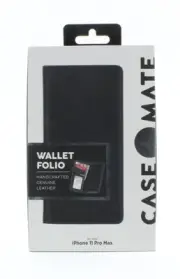 CaseMate Wallet folio Case for iPhone 11 Pro Max Black Leather NEW