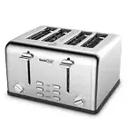 Toaster 4 Slice, Geek Chef Stainless Steel Extra-Wide Slot Toaster With Dual Con