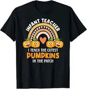 [X.Style] I Teach The Cutest Pumpkins in The Patch Infant Teacher ds1093 T-Shirt (S) Black