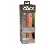 King Cock Elite Dual Density 8 Inches Usb Rechargeable Vibrating Dong - Tan