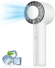 Hiwoor Handheld Fan, Small Portable Fan Type-c Rechargeable Mini Fan Hand Held Cooling Fan 8-Hour Runtime,1-100 Stepless Speed Regulation&Cooling Plate Personal Hand Fan for Outdoor/Travel （White）