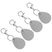 Leather Key Fob, 4pcs PU Leather Key Fobs Key Chain Holder, Gray