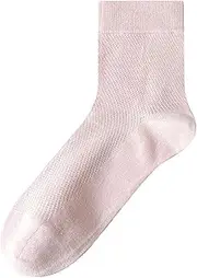 [Yizelli] 3 Pairs Mid Crew Socks for Women Girls Cotton Breathable Mid Calf Socks for Spring Summer