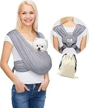 AnccoPlus Dog Carriers for Small Dogs, Front Facing Small Dog Carrier, Hands Free Pet Carrier, Size Adjustable Cat Carriers, Reducing Back Pain, Safe Soft Cotton Cat Sling (Regular, Heather Gray)