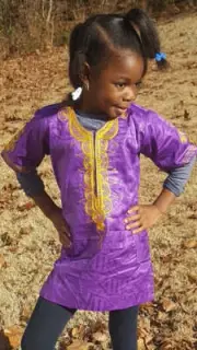Girls-Boys Purple Dashiki with Gold Embroidery-DPC105