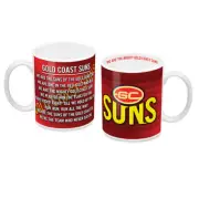 Gold Coast Suns AFL Coffee Mug with Team Song 330ml Man Cave Fathers Day Gift