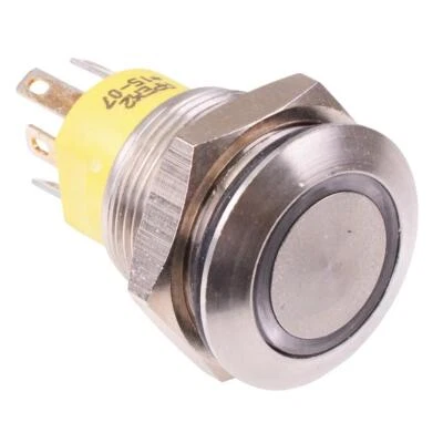 AV950220000840K APEM Yellow LED 19mm Momentary Anti Vandal Push Button Switch