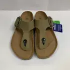 Birkenstock New w/ Box Gizeh Big Buckle Rivet Logo Faded Khaki Textile Vegan Nar
