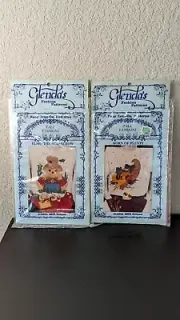 Lot of 2 VTG 1992 GLENDA'S Iron-On FASHION PATTERNS Scarecrow & Horn Of Plenty