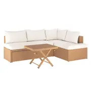 Tybee 4 Seater Outdoor Rattan Modular Sofa Lounge Set Cream White