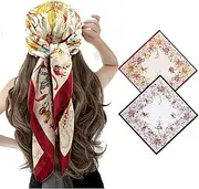 [woogwin] 2 Pack 35" Satin Silk Like Hair Scarf Bandana Light Head Wraps Neck Face Scarves Cover for Women