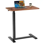 Adjustable Overbed Bedside Table with Wheels Mobile Standing Desk Brown